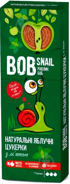 Bomboane naturale Bob Snail de mere cu menta, 30 g