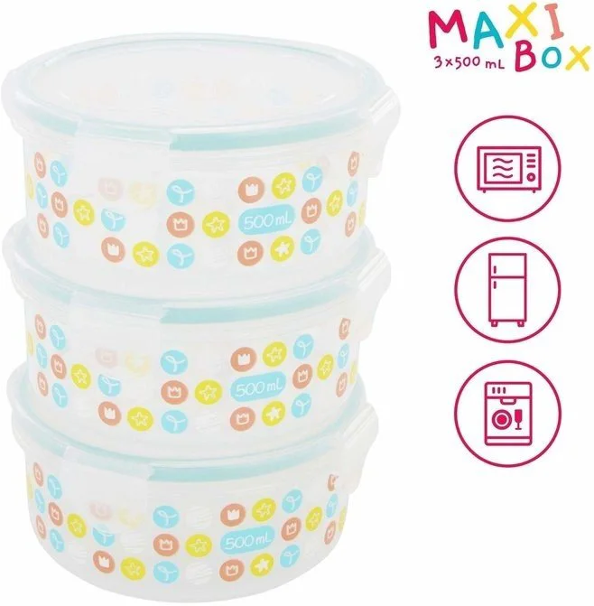 Герметичные чаши для хранения еды Badabulle Maxi 500 мл, 3 шт.