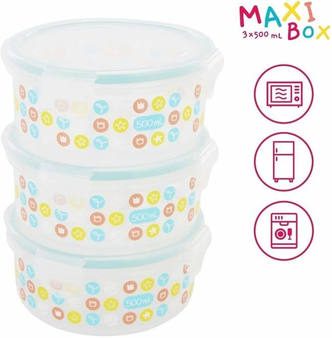 Boluri ermetice pentru pastrarea hranei Badabulle MAXI 500 ml, 3 buc.