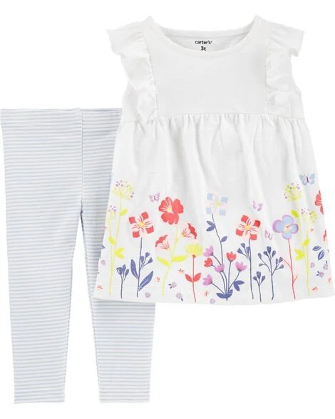 Carter's Set 2 piese Floral Tricou si colanti foto