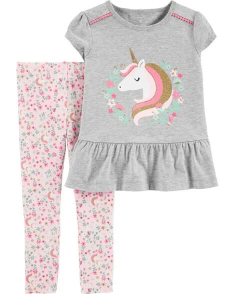 Carter's Set 2 piese Unicorn Tricou si colanti foto