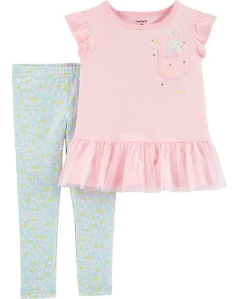 Carter's Set 2 piese Iepuras Tricou si colanti foto