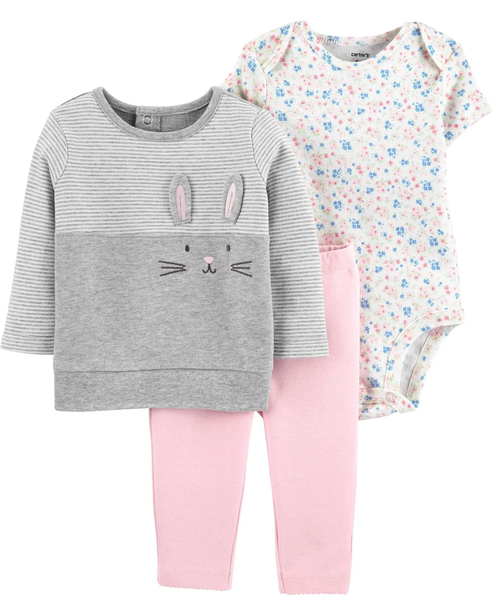 Carter's Set 3 piese Iepuras - body, bluza si pantaloni foto