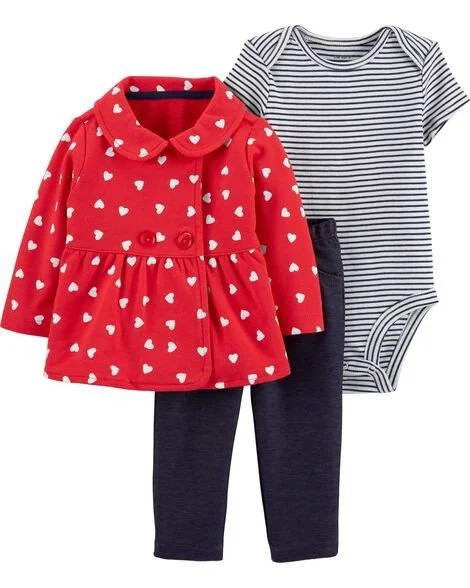 Carter's Set 3 piese Inimioare - pantaloni, body si cardigan foto