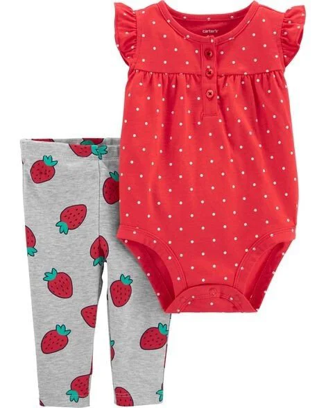 Carter's Set 2 piese Capsuni - body si pantaloni foto