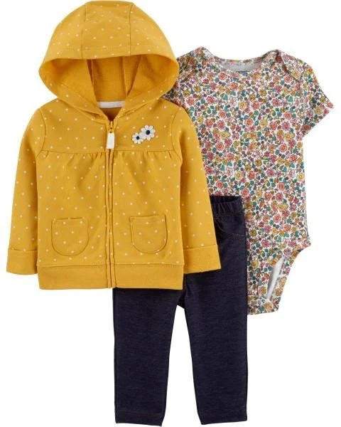 Carter's Set 3 piese Flori - hanorac, body si pantaloni foto
