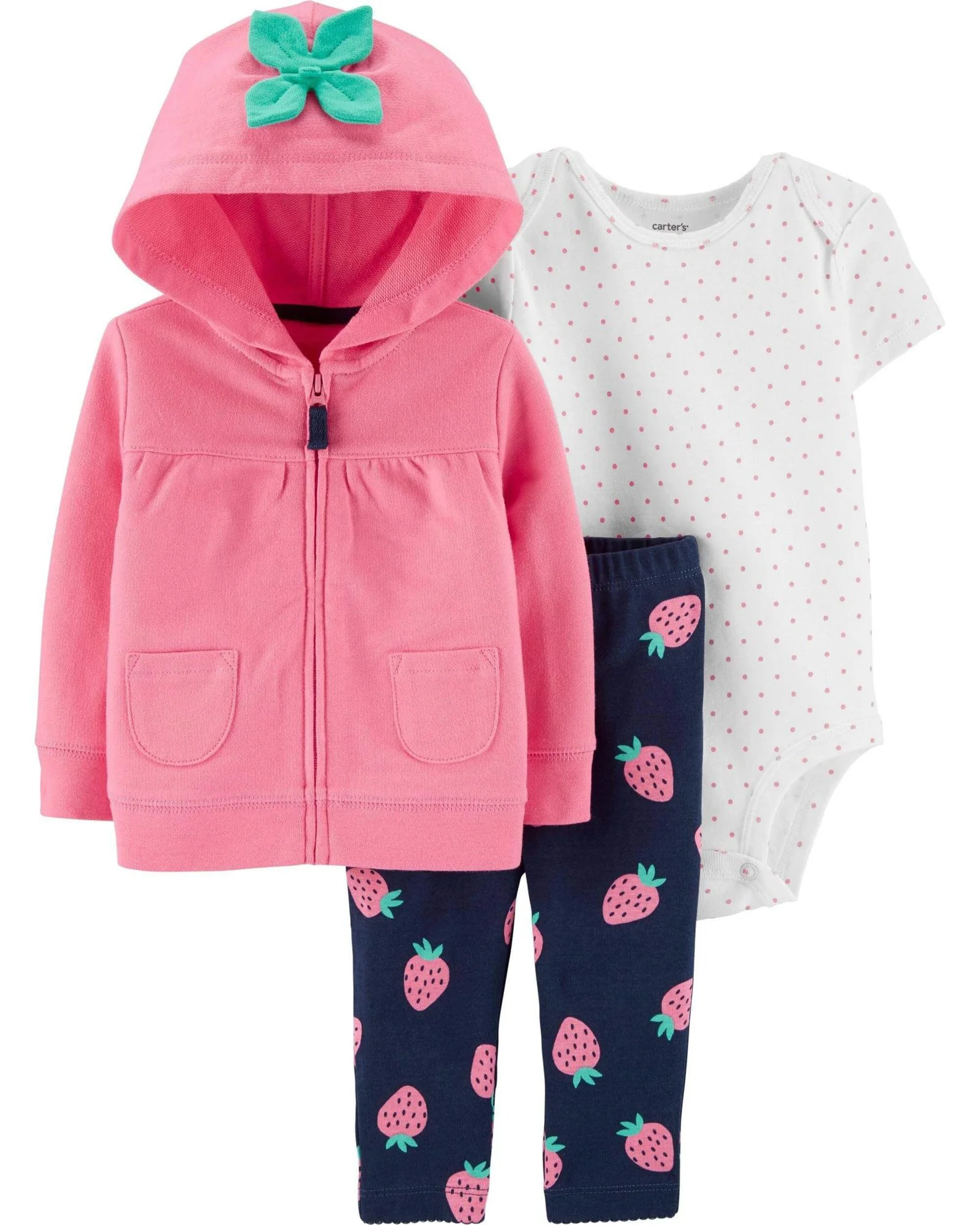 Carter's Set 3 piese Capsuni - hanorac, body si pantaloni foto