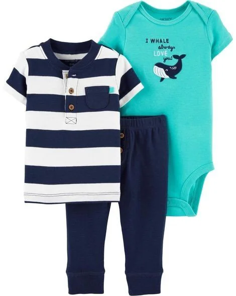 Carter's Set 3 piese Balena - body, tricou si pantaloni foto