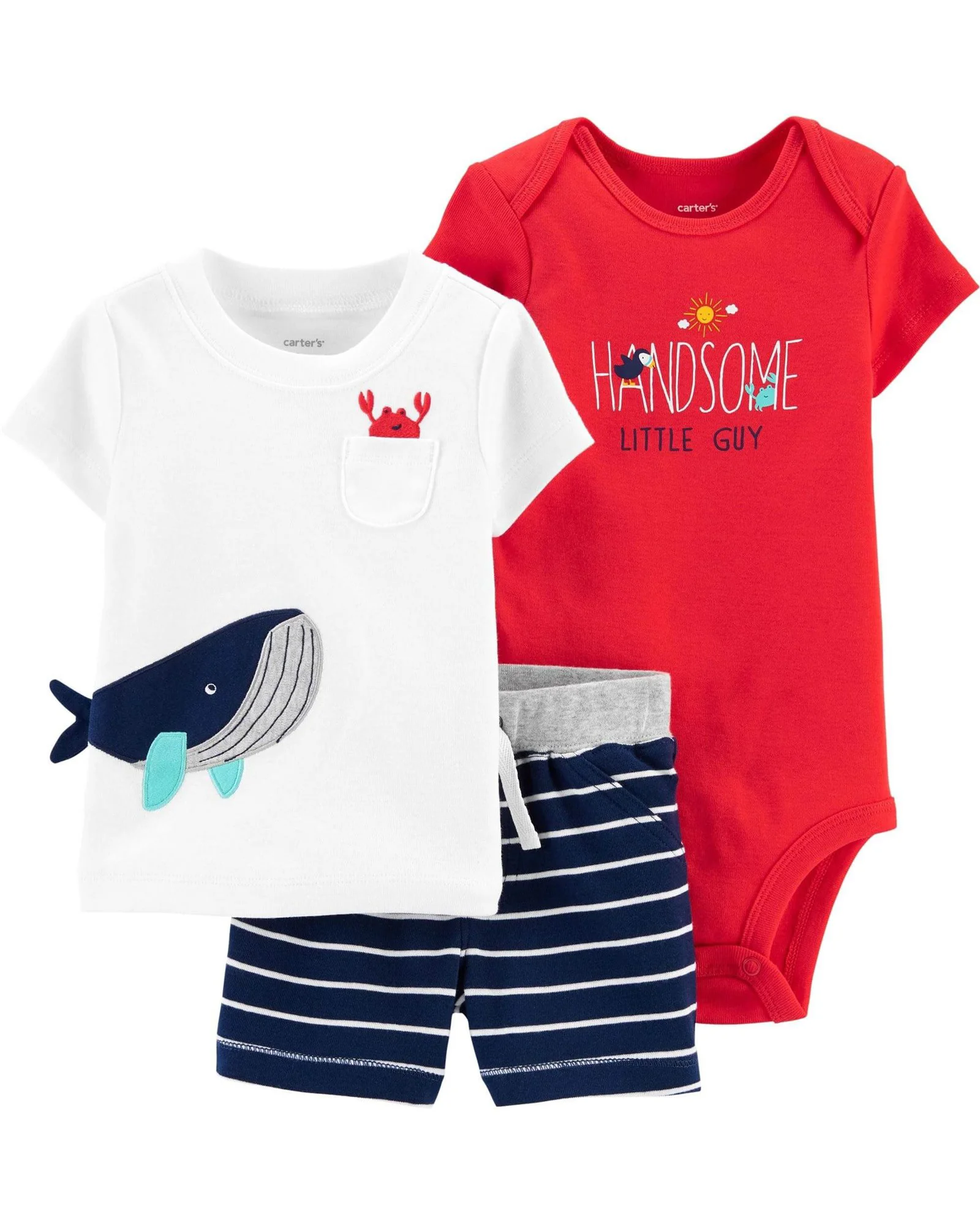 Carter's Set 3 piese Balena - body, tricou si pantaloni scurti foto