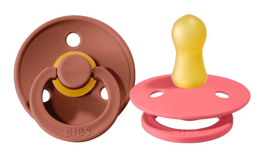 Set 2 suzete rotunde BIBS Woodchuck/Coral din latex (6-18 luni) foto