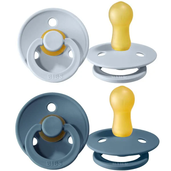 Set 2 suzete rotunde BIBS Petrol/Baby Blue din latex (6-18 luni) foto