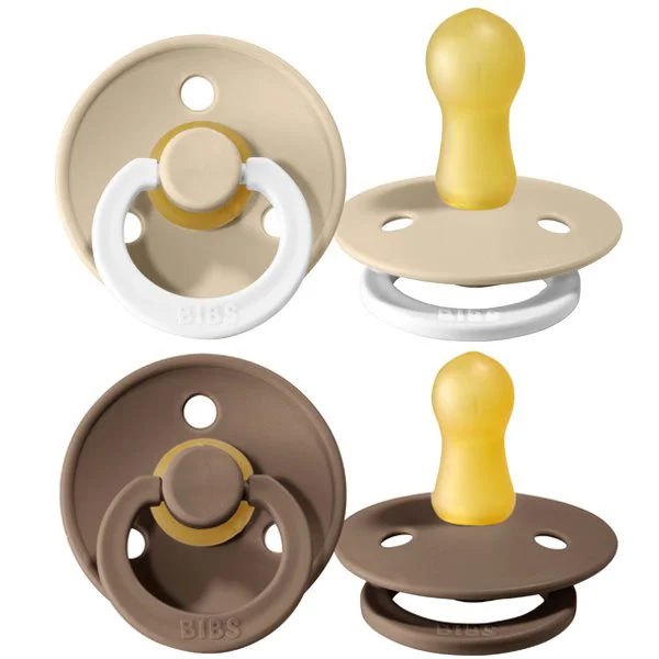 Set 2 suzete rotunde BIBS Vanilla Night/Dark Oak din latex (0-6 luni) foto