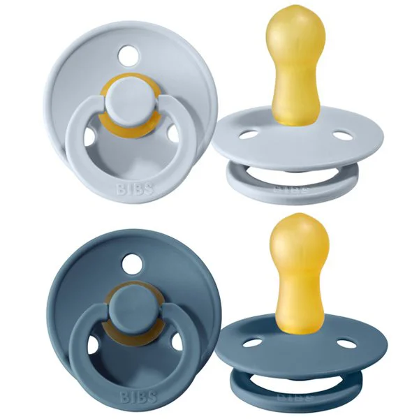 Set 2 suzete rotunde BIBS Baby Blue/Petrol din latex (0-6 luni) foto