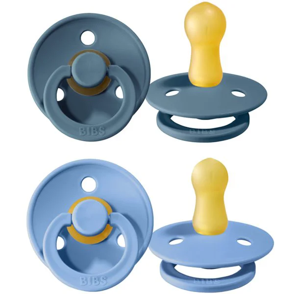Set 2 suzete rotunde BIBS Sky Blue/Petrol din latex (0-6 luni) foto