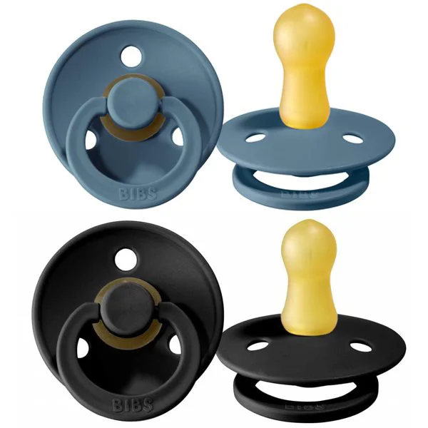 Set 2 suzete rotunde BIBS Black/Petrol din latex (6-18 luni) foto