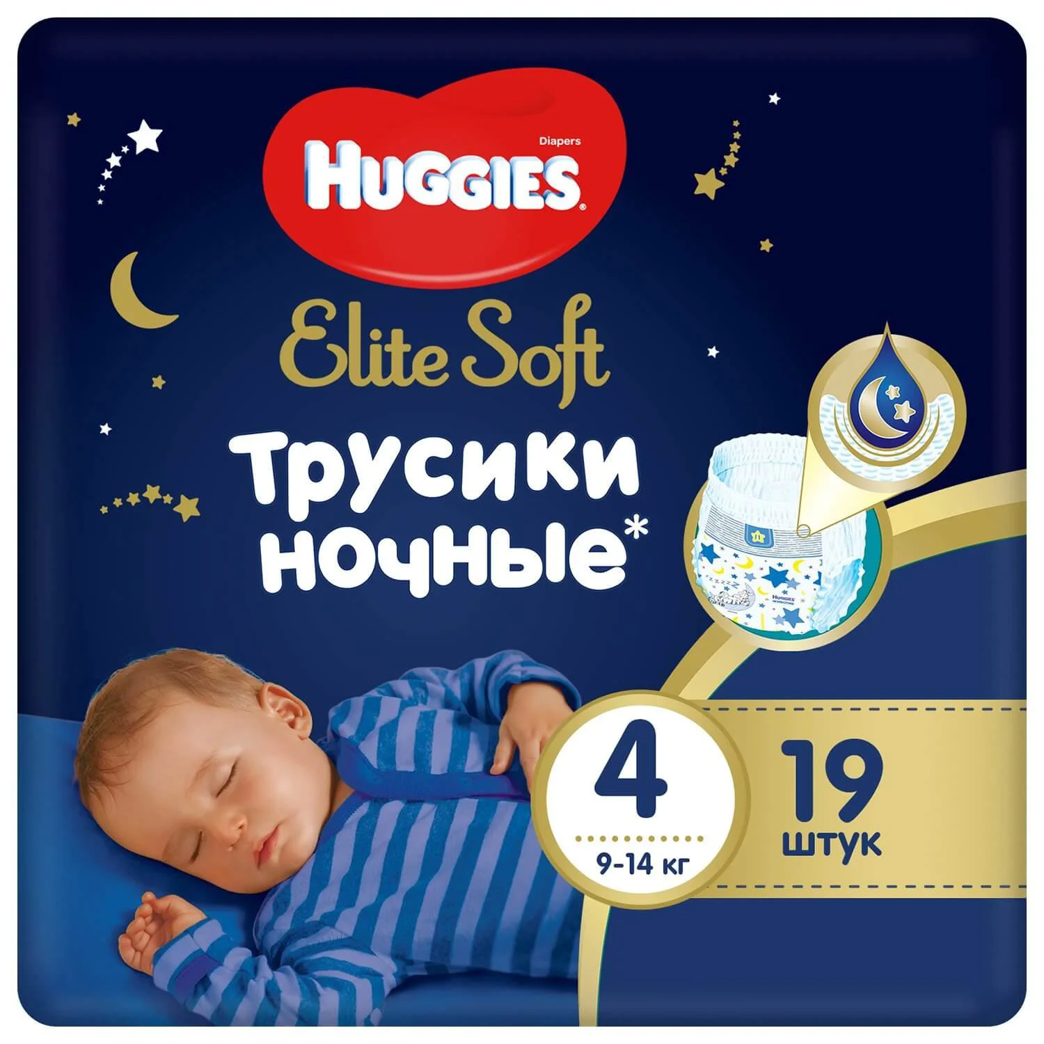 Chilotei de noapte Huggies Elite Soft 4 (9-14 kg), 19 buc. foto