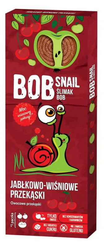 Bomboane naturale Bob Snail de mere si visine, 30 g