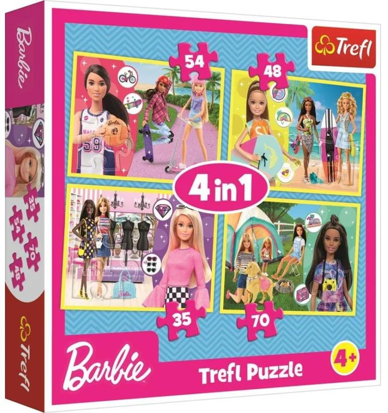 Puzzle Trefl Mattel Barbie's World, 4 in 1 (35+48+54+70 piese) foto