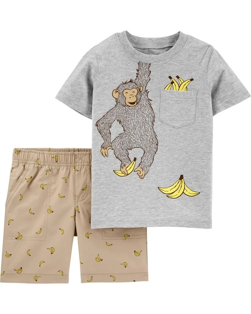 Carter's Set 2 piese Maimutica - tricou si pantaloni scurti foto