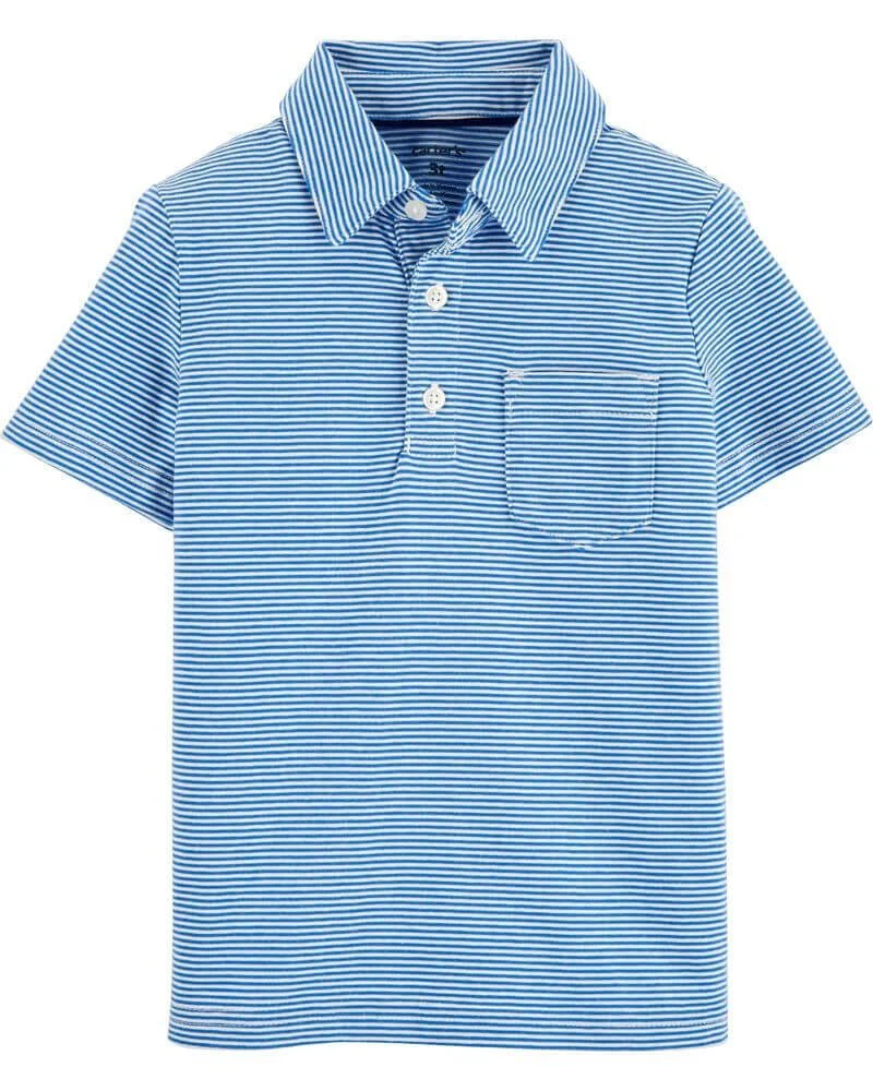 Carter's Tricou tip polo cu dungi albastre foto