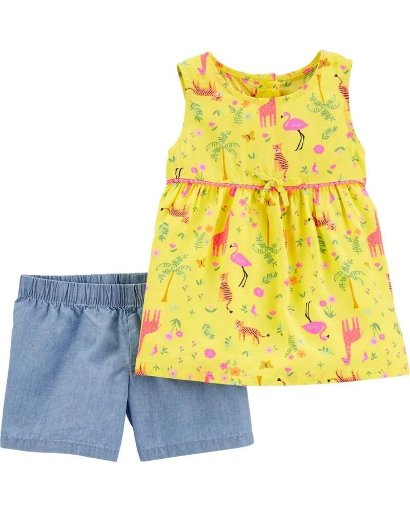 Carter's Set 2 piese Jungla Top si pantaloni scurti