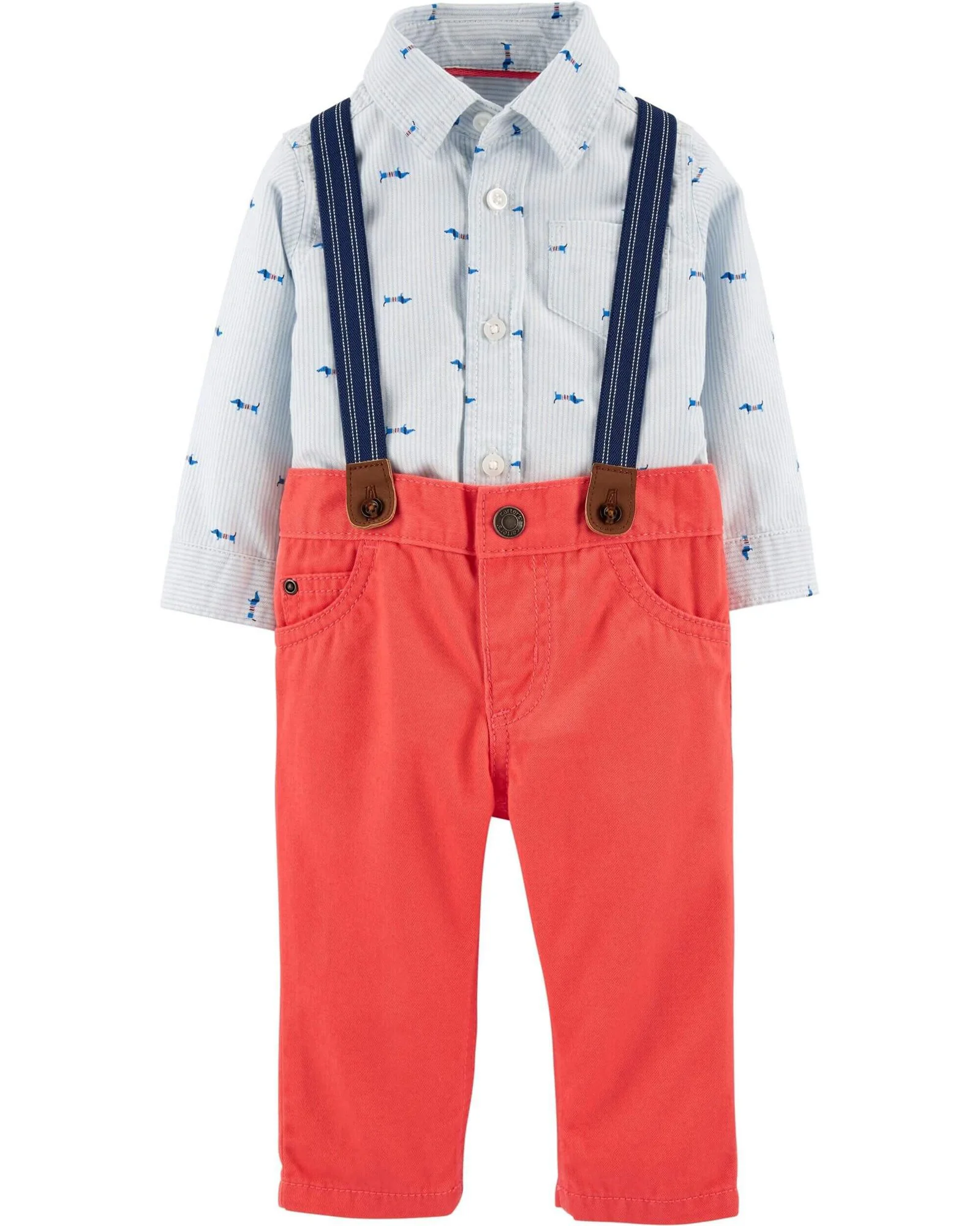 Carter's Set 3 piese Pantaloni, body tip camasa si bretele foto
