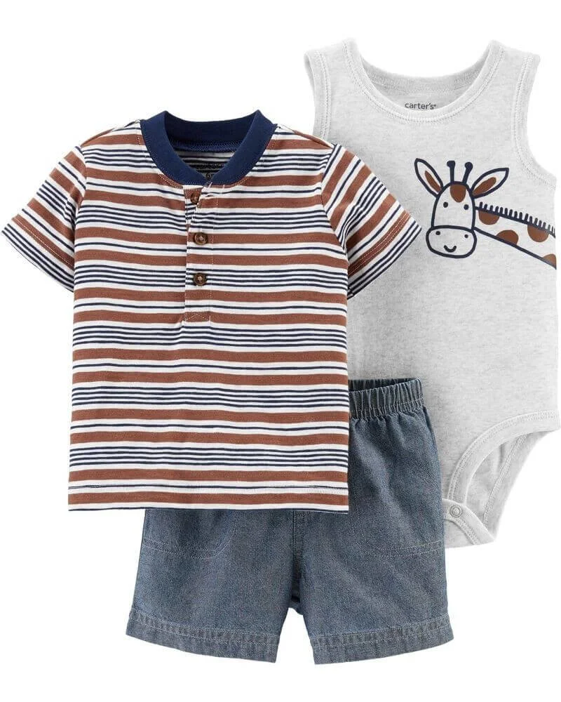 Carter's Set 3 piese Pantaloni scurti, tricou & body Girafa foto