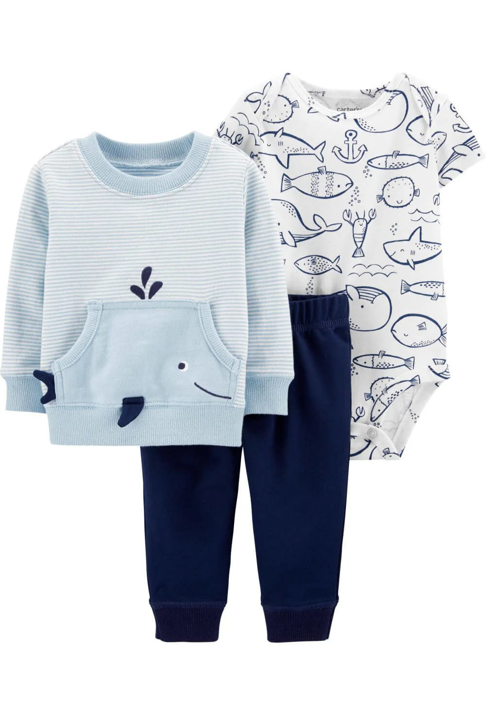 Carter's Set 3 piese Balena - body, bluza si pantaloni foto