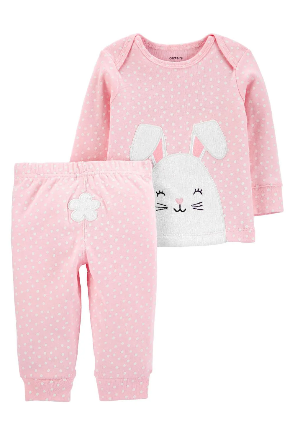 Carter's Set 2 piese Bluza si pantaloni roz Iepuras foto