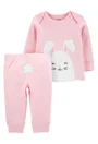 Carter's Set 2 piese Bluza si pantaloni roz Iepuras foto
