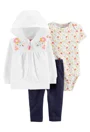 Carter's Set 3 piese Pantaloni, body si hanorac cu flori foto