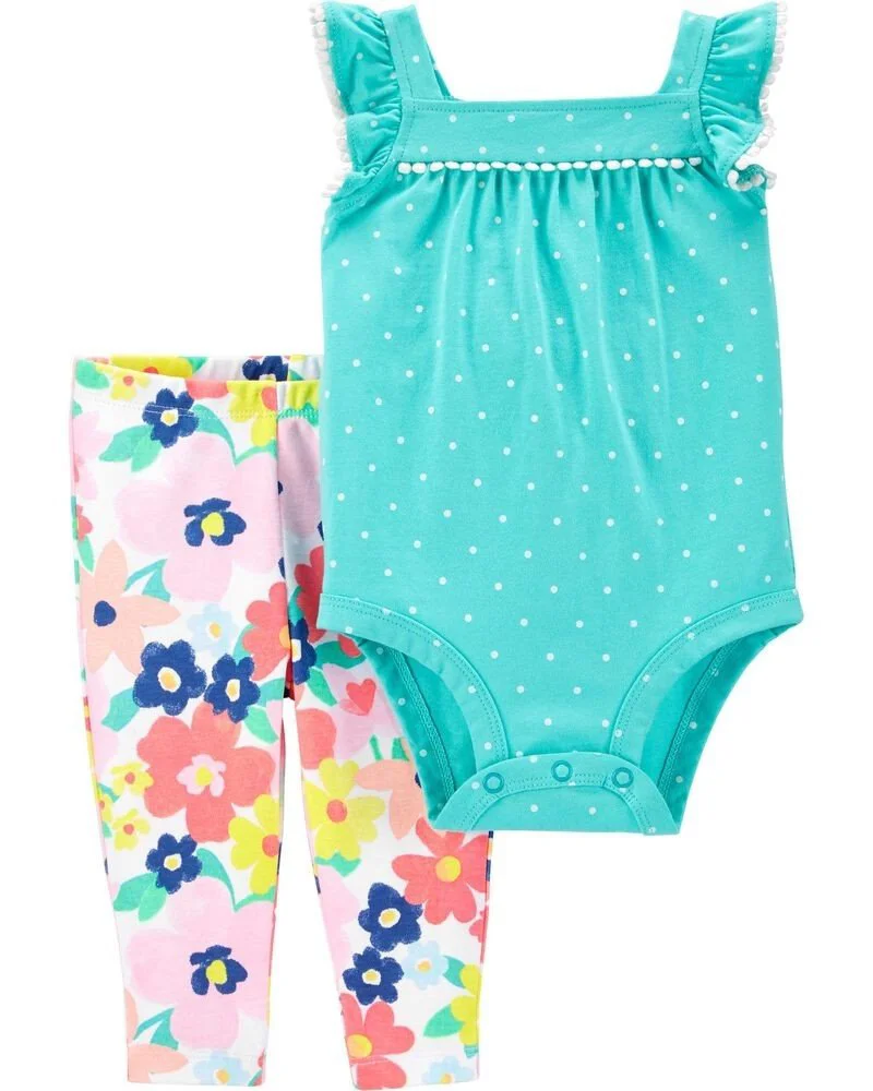 Carter's Set 2 piese Pantaloni si body Floricele foto
