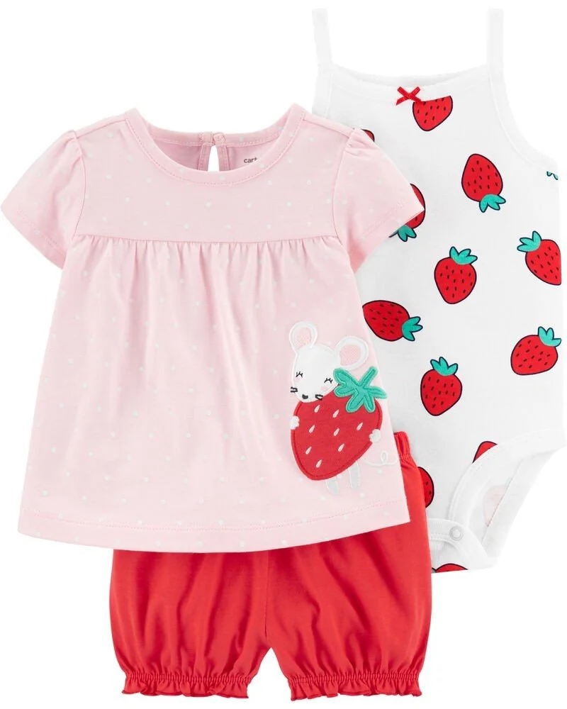 Carter's Set 3 piese Capsunica - body, top si pantaloni scurti foto