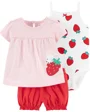 Carter's Set 3 piese Capsunica - body, top si pantaloni scurti foto