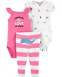 Carter's Комплект 3 в 1 Розовый кит - 2 боди и штаны