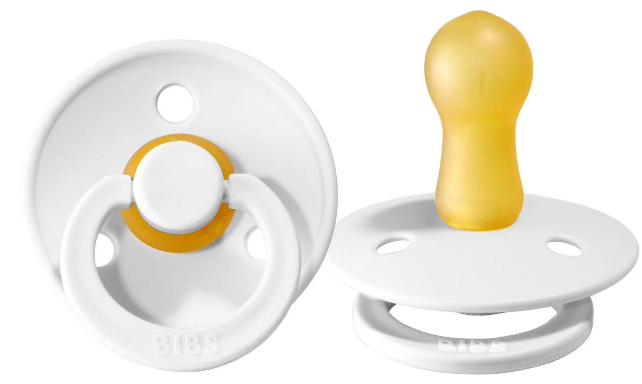 Suzeta rotunda BIBS White din latex (0-6 luni) foto