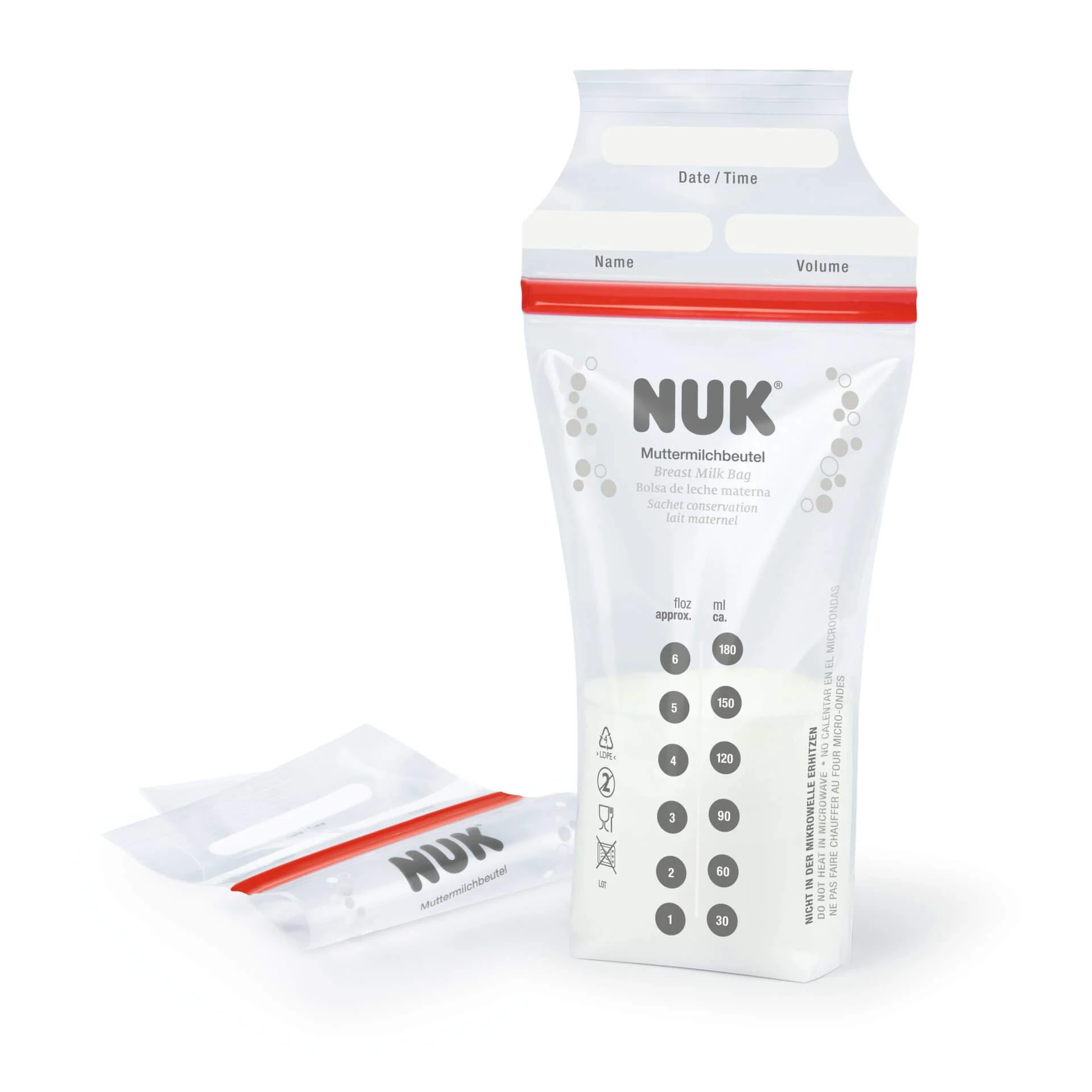 Pungi pentru stocarea laptelui matern NUK, 180 ml, 25 buc.