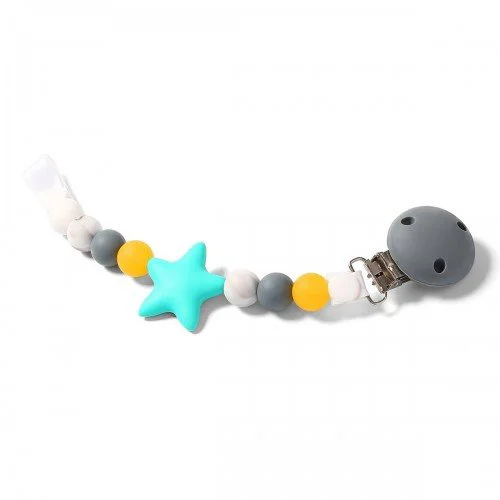 image for Lantisor din silicon pentru suzeta BabyOno Natural Nursing Grey foto