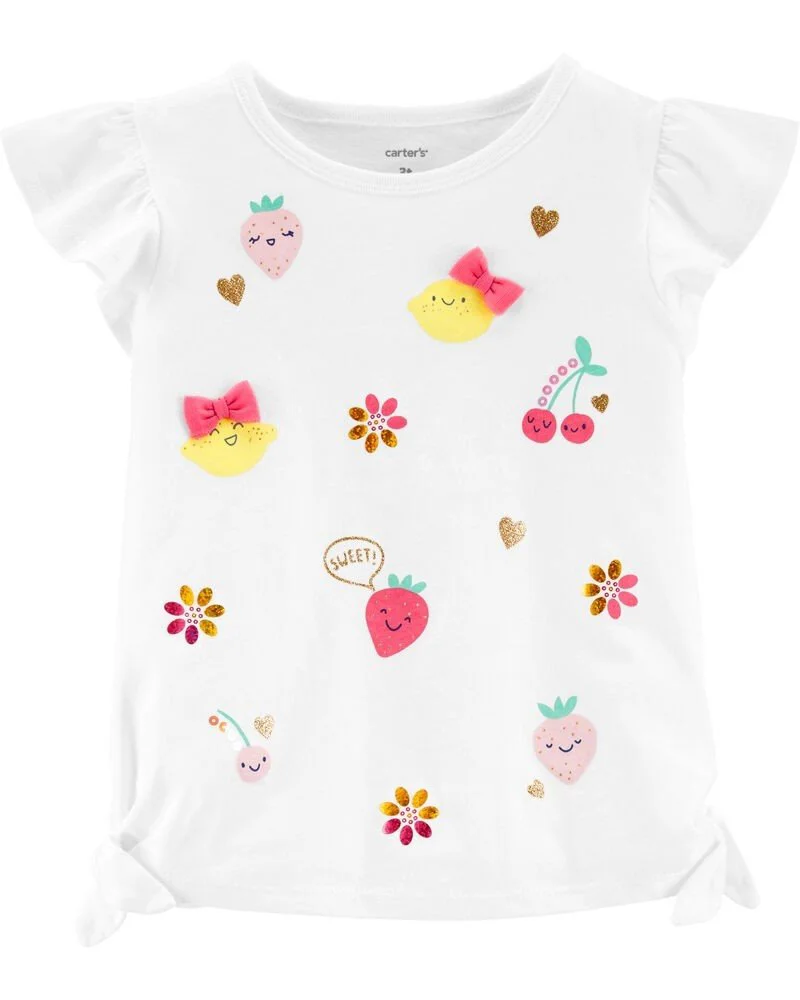Carter's Tricou cu fructe si volanase la umeri foto