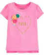 Oshkosh Tricou roz cu inimioara si flori aplicate