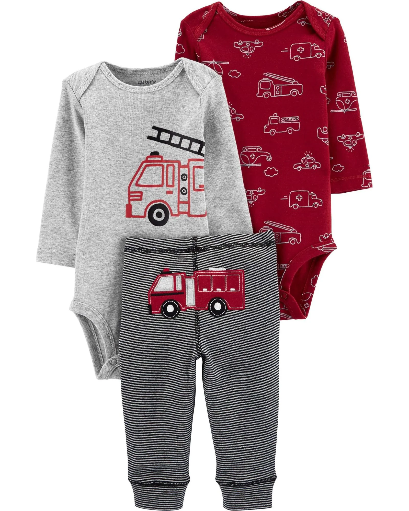 Carter's Set 3 piese Masina de pompieri - 2 body-uri si pantaloni foto