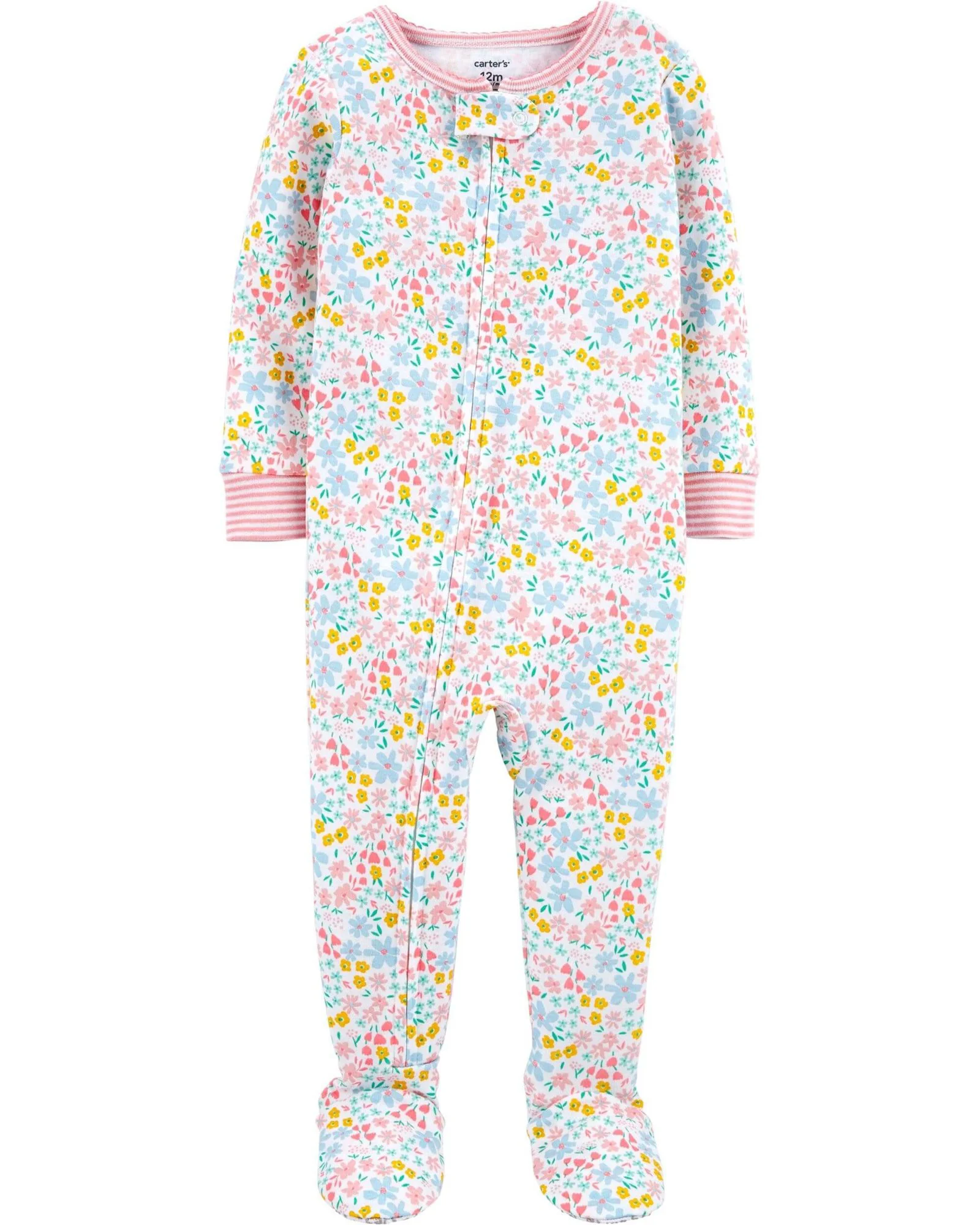 Carter's Pijama bebelus Roz cu fermoar si floricele foto