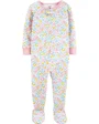 Carter's Pijama bebelus Roz cu fermoar si floricele foto