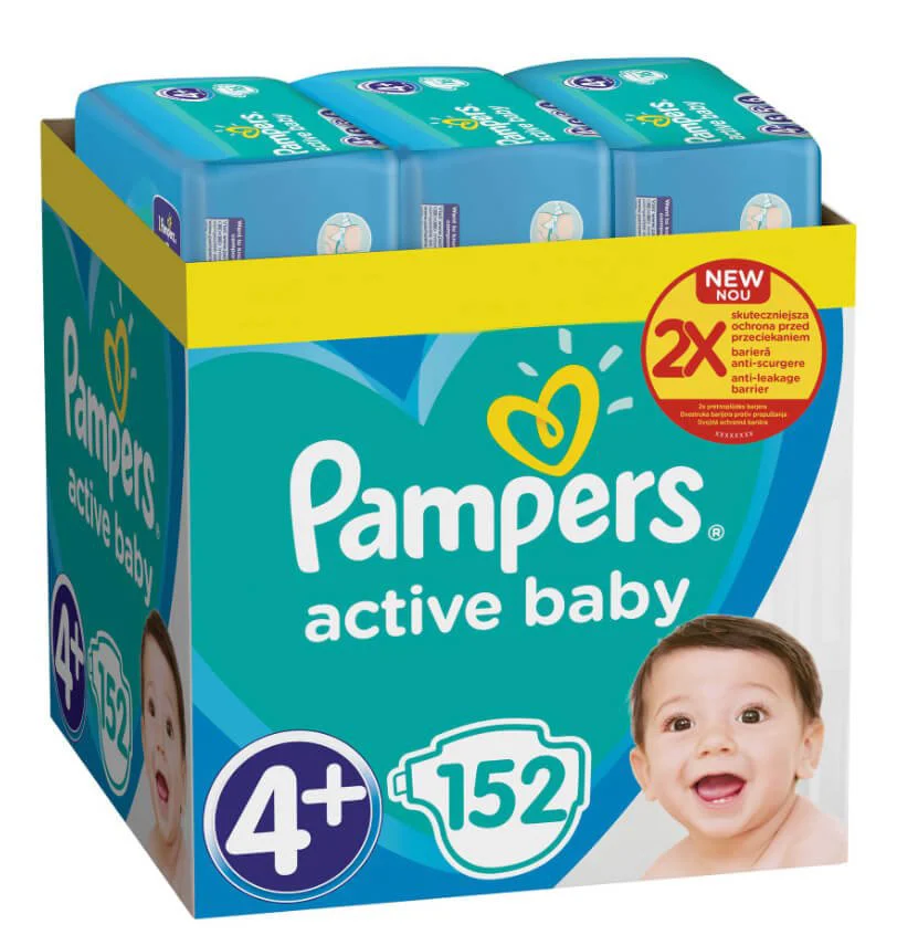 Scutece Pampers Active Baby 4+ Maxi XXL Box (9-16 kg), 152 buc. foto
