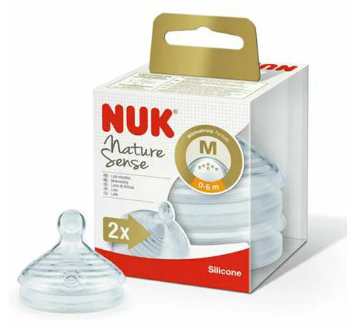 Соска NUK Nature Sense из силикона (0-6 мес.), размер M, 2 шт.