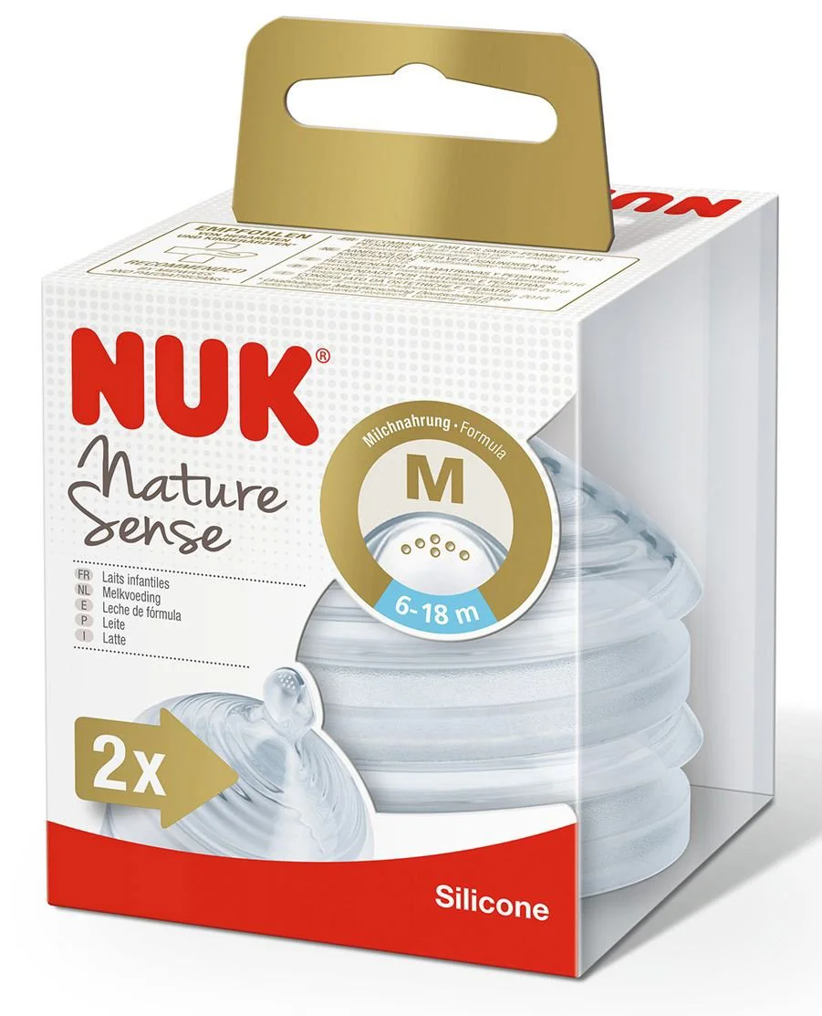 Tetina NUK Nature Sense din silicon (6-18 luni), marimea M, 2 buc.