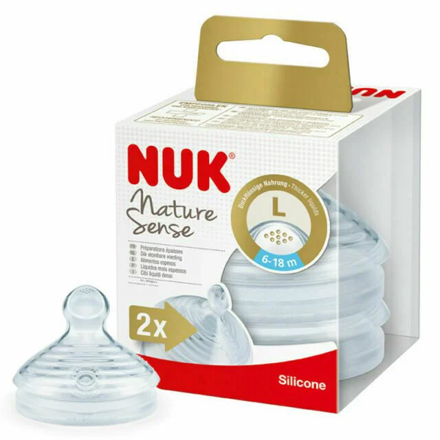 Соска NUK Nature Sense из силикона (6-18 мес.), размер L, 2 шт.