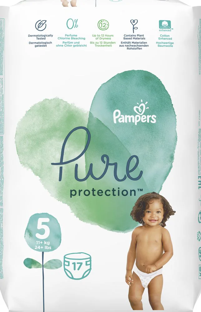 Scutece Pampers Pure Protection 5 (11+ kg), 17 buc. foto
