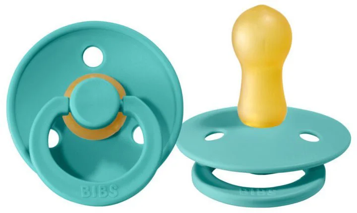 Suzeta rotunda BIBS Turquoise din latex (0-6 luni) foto