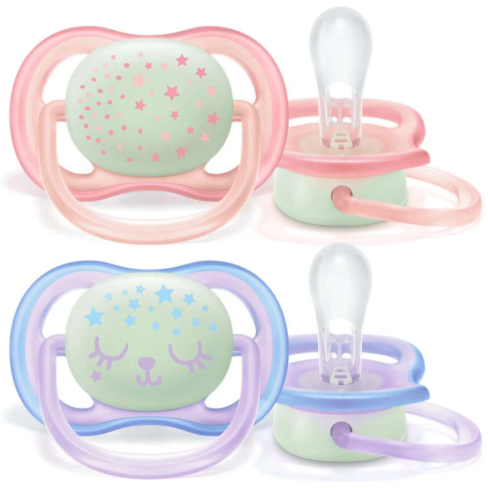 Suzete ortodontice de noapte Philips AVENT Ultra AIR Girl (0-6 luni), 2 buc. foto